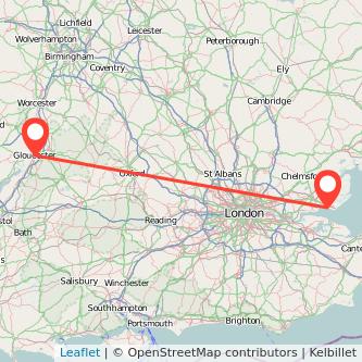 Southend-on-Sea Gloucester train map