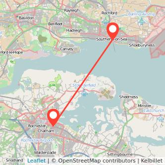 Southend-on-Sea Gillingham train map