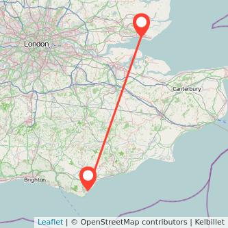 Southend-on-Sea Eastbourne train map