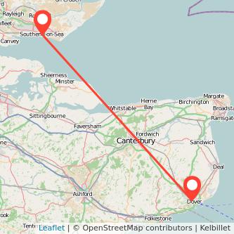 Southend-on-Sea Dover bus map