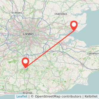 Southend-on-Sea Crawley bus map