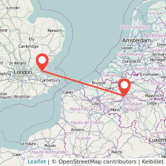 Southend-on-Sea Brussels train map