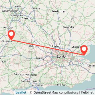 Southend-on-Sea Cheltenham bus map