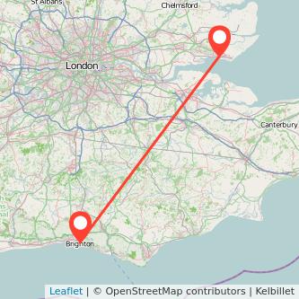 Southend-on-Sea Brighton bus map