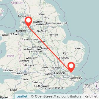 Southend-on-Sea Bolton train map