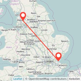 Southend-on-Sea Blackburn train map