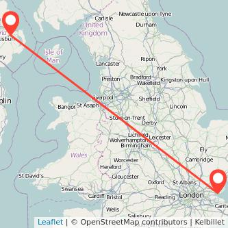 Southend-on-Sea Belfast bus map