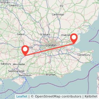 Southend-on-Sea Basingstoke train map