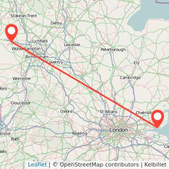 Southend-on-Sea Telford train map