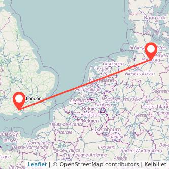 Southampton Hamburg flight map