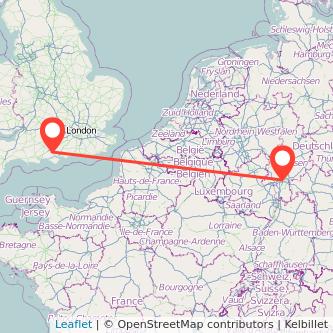 Southampton Frankfurt flight map