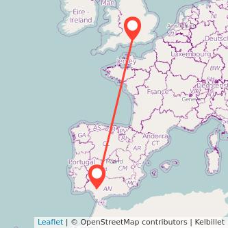 Southampton Seville flight map