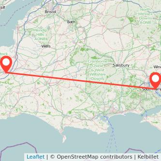 Southampton Taunton train map