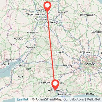 Southampton Tamworth train map