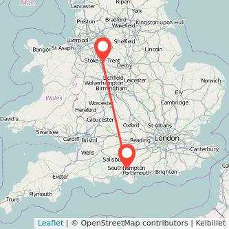 Southampton Stoke-on-Trent train map
