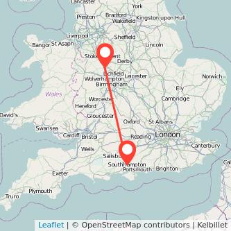 Southampton Stafford train map