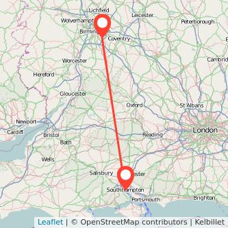 Southampton Solihull train map