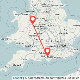 Southampton Shrewsbury train map