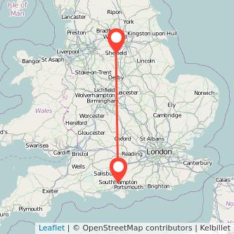 Southampton Sheffield bus map