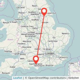 Southampton Scunthorpe bus map