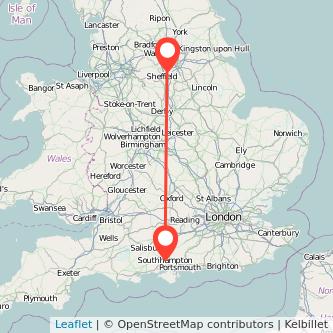 Southampton Rotherham train map