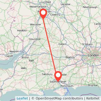 Southampton Redditch train map