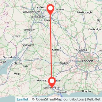 Southampton Nuneaton train map