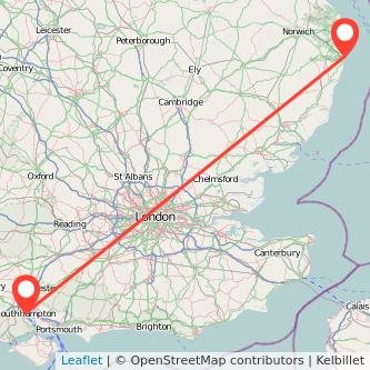 Southampton Lowestoft train map