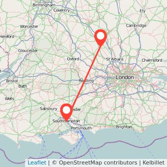 Southampton Leighton Buzzard bus map