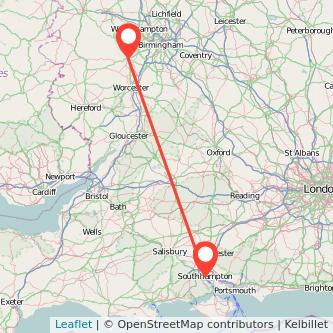 Southampton Kidderminster train map