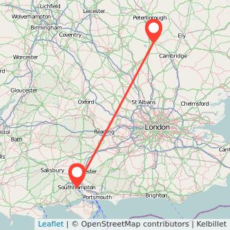 Southampton Huntingdon train map