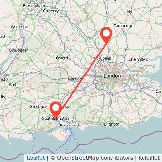 Southampton Hitchin bus map