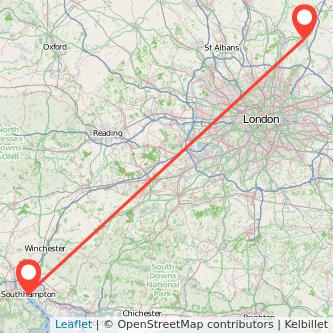 Southampton Harlow train map