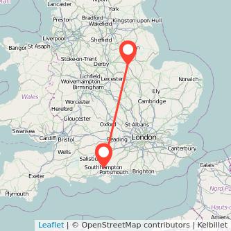 Southampton Grantham bus map