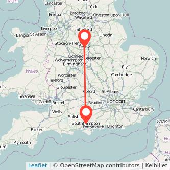 Southampton Derby train map