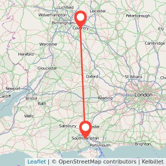 Southampton Coventry train map