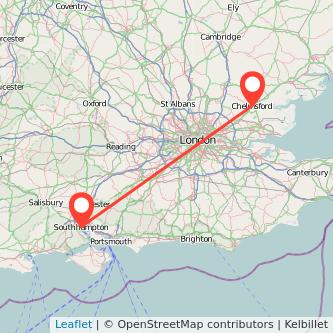 Southampton Chelmsford train map