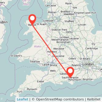 Southampton Bangor train map