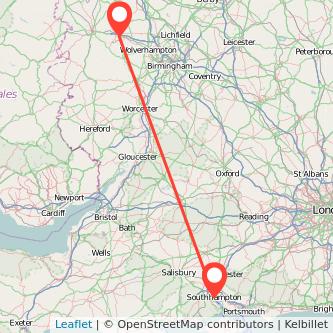 Southampton Telford train map