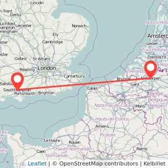 Southampton Antwerp bus map