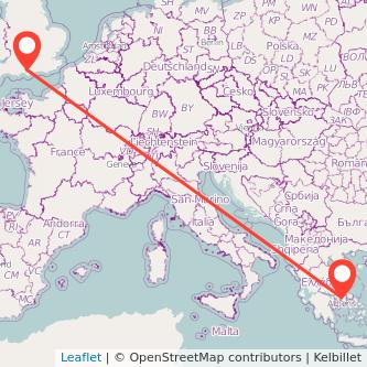Southampton Athens flight map