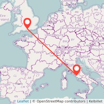Southampton Rome flight map