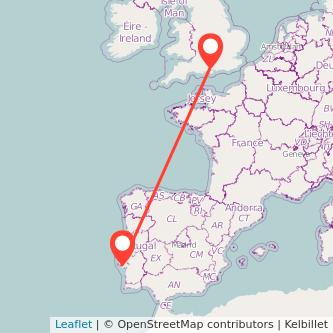 Southampton Lisbon flight map