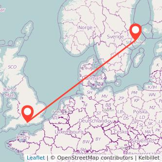 Southampton Stockholm flight map