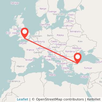 Southampton Istanbul flight map