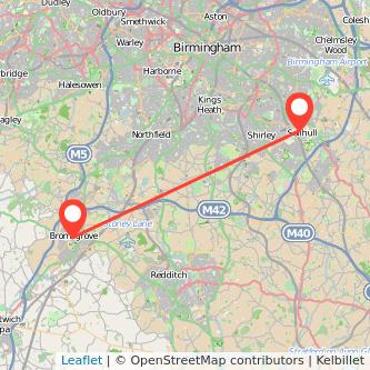 Solihull Bromsgrove bus map