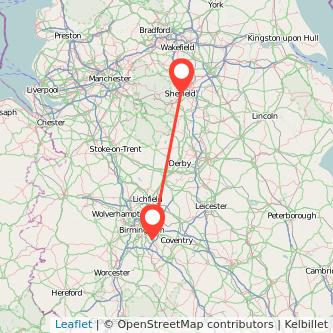 Solihull Sheffield train map