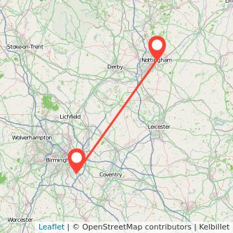 Solihull Nottingham train map