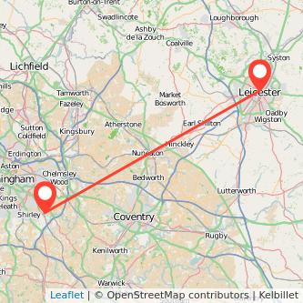 Solihull Leicester train map