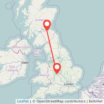 Solihull Edinburgh train map